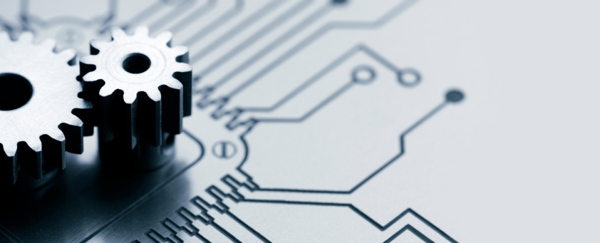 image of two gears on a circuit board