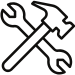 Image of a hammer and a wrench in the shape of an X