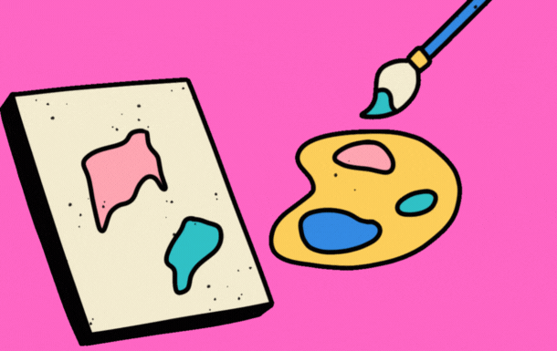 animation of a paintbrush painting a canvas